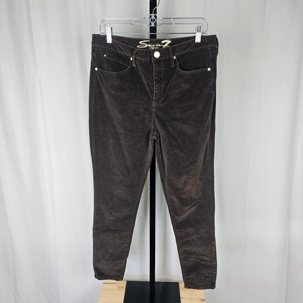 Seven7 Brown Corduroy Pants Size 12 Ultra High Rise Skinny Stretch Fit